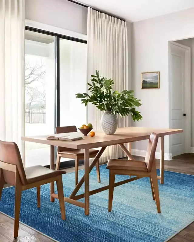 Wonnitar-alfombra de área lavable con degradado para sala de estar, antideslizante, suave, resistente a las manchas, azul, grande, 9x12