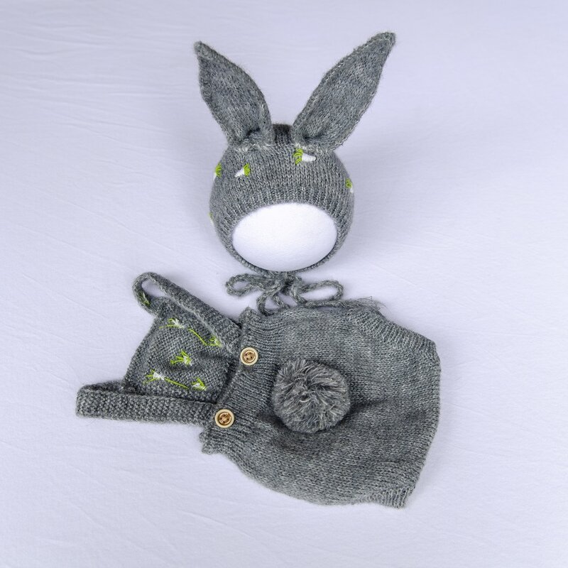 New Born Photography puntelli Baby Outfit cappello da coniglio abbigliamento in lana con coltello fotografia tiro accessori