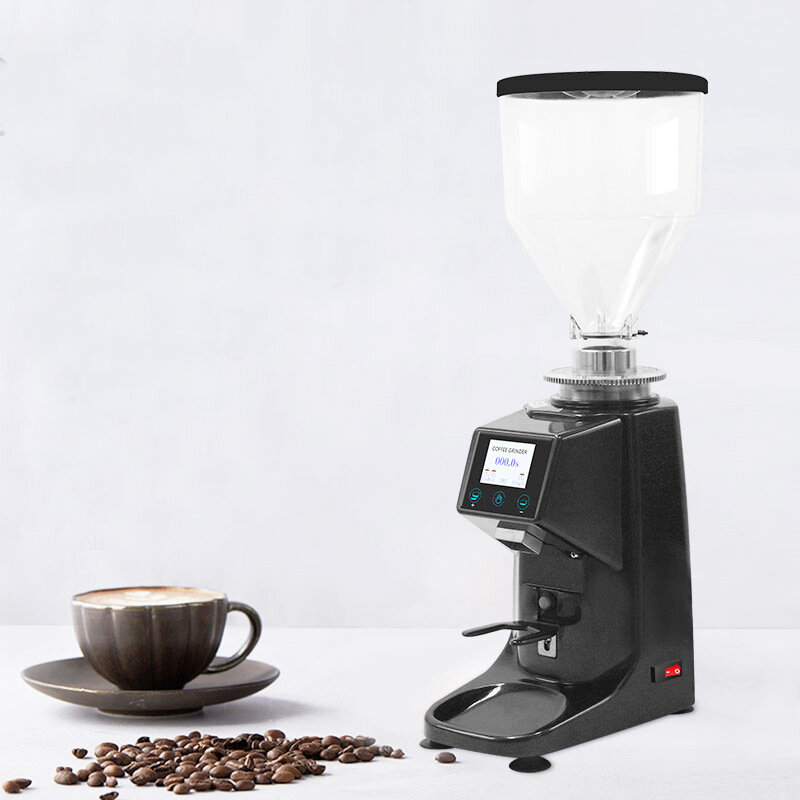 Molinillo de café eléctrico de 110V/220V, 200W, molino de café plano, panel táctil, máquina para aplastar granos, 750g