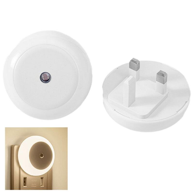Lâmpada redonda LED com sensor, lâmpada de parede inteligente para banheiro, quarto, casa, cozinha, corredor, Energy Saving, UK Plug, branco