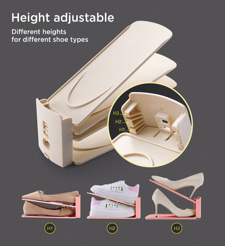 JOYBOS 6-Pack Sepatu Penyimpanan Rak Double-Layer Yang Dapat Disesuaikan Yang Dapat Dilepas Hemat Ruang Penyimpanan Kotak Sepatu Finishing rak JBS31