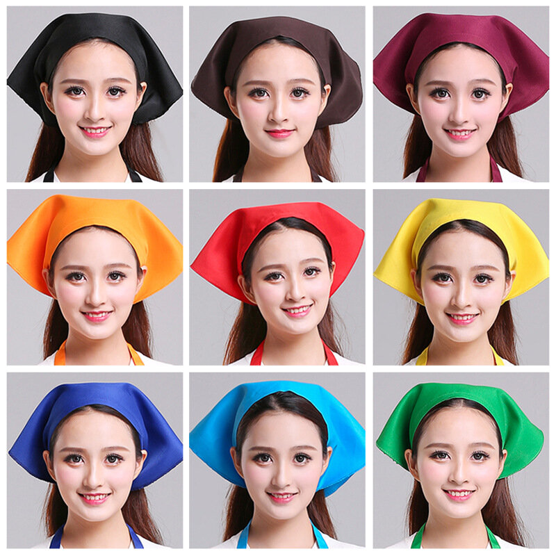 Nowe japońskie proste Catering szef kuchni pracy kapelusz kobiet jednolity kolor oddychająca restauracja Sushi kelner trójkąt chustka Unisex