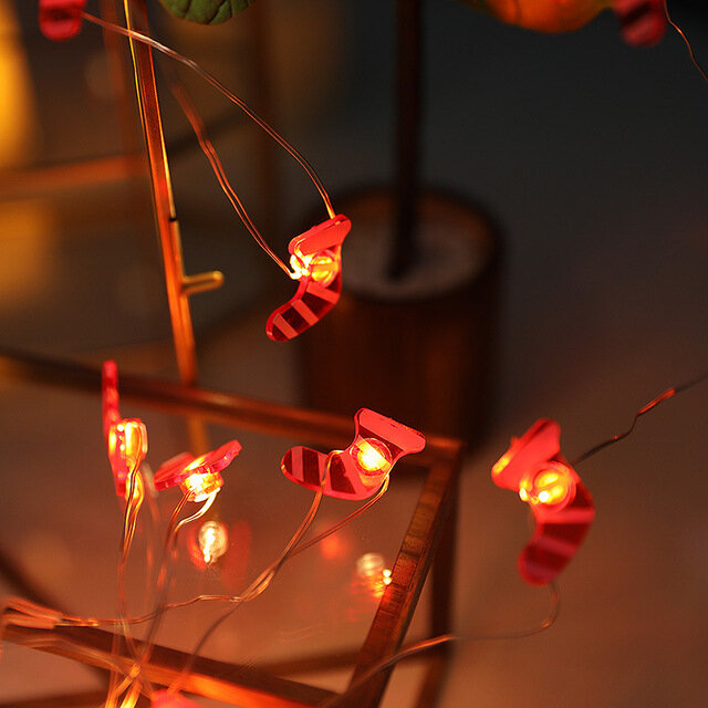Luces de decoración navideña de alambre de cobre, linternas de Papá Noel, muñeco de nieve, árbol, cadena de luces de hadas de jardín, 50LED, 2/3/5M