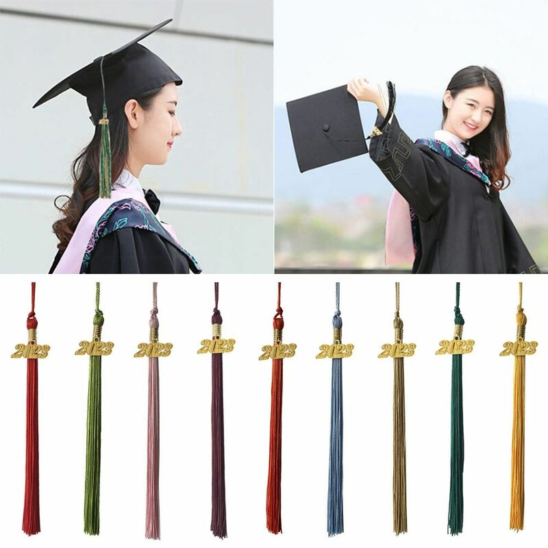 Adornos para uniformes, accesorios para estudiantes, colgante de Color puro con borla, gorra de graduación, 2023