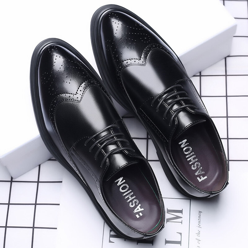 Men Luxury Business Oxford Leather Shoes Breathable Formal Dress Shoes Male Office Wedding Flats Rubber Footwear Mocassin Homme
