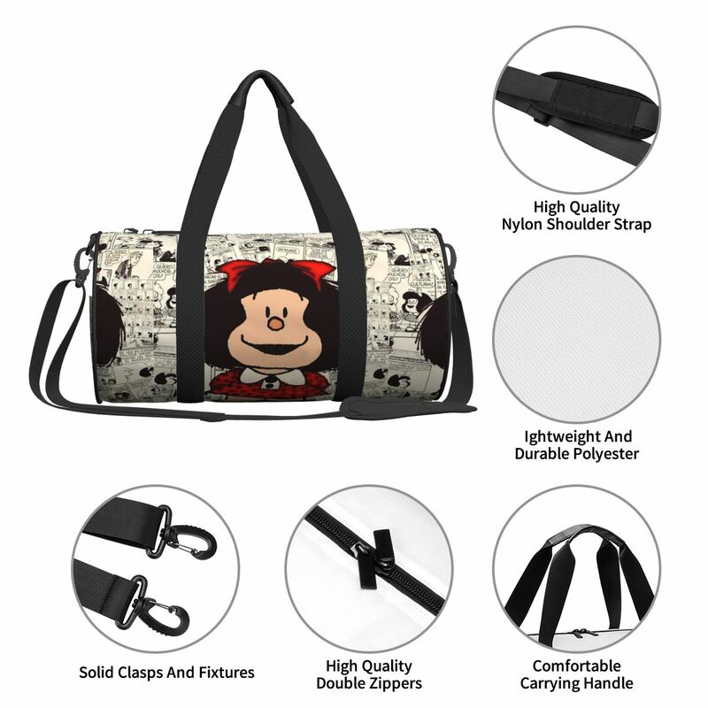 Mafaldas Anime Reisetasche mutiges Mädchen Cartoon Training Sporttasche Paar Design große Kapazität Sport Fitness Taschen Outdoor Handtaschen