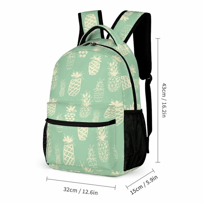 กระเป๋านักเรียนลายสับปะรดสีเขียวสำหรับ tas Sekolah anak perempuan กระเป๋าเป้สะพายหลังสำหรับเด็กกระเป๋าเป้สะพายหลังอเนกประสงค์