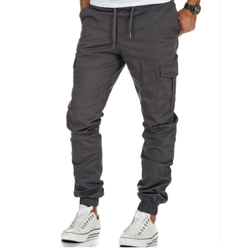 Pantalon jogging multi-poches pour homme, style hip hop, harem, jogging masculin, uni, survêtement, taille haute, été 2024