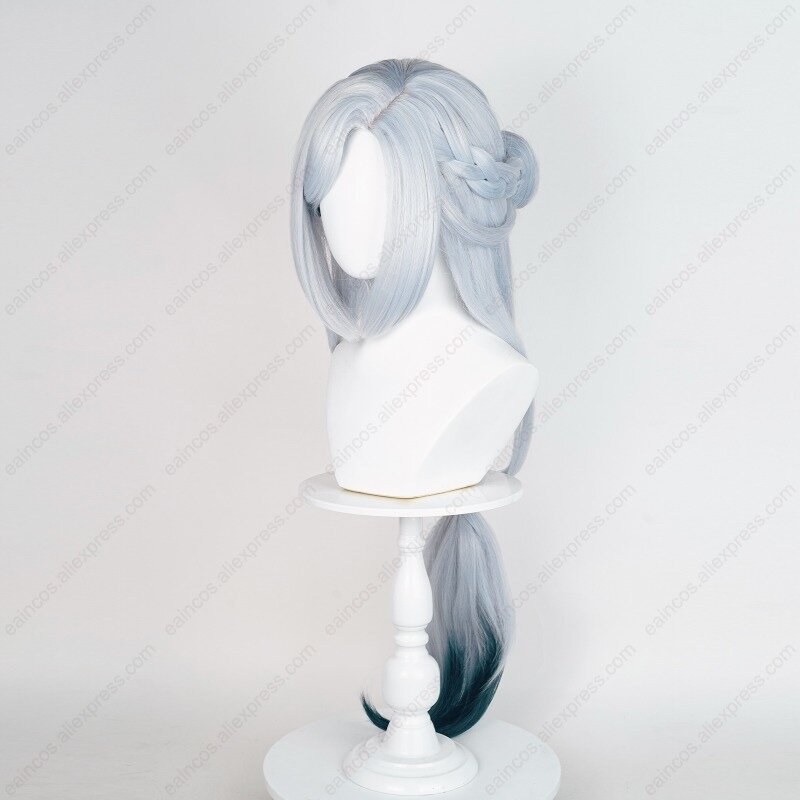 Новый парик для косплея Shenhe из кожи фонарик РИТ 100 см длинная оплетка серебристо-голубой фотоматериал термостойкие синтетические волосы на Хэллоуин