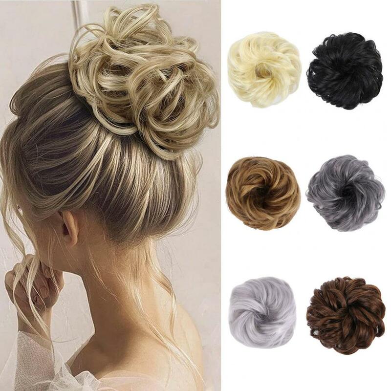 2Pcs Women Bun Wig Scrunchie Elastic Fluffy Natural High Temperature Fiber Messy Tousled Updo Synthetic Hair Extension Hairpiece