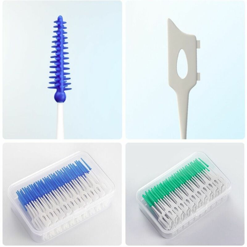 160Pcs with Thread Silicone Interdental Brushes Clean Between Teeth Orthodontics Braces Toothbrush Teeth Care