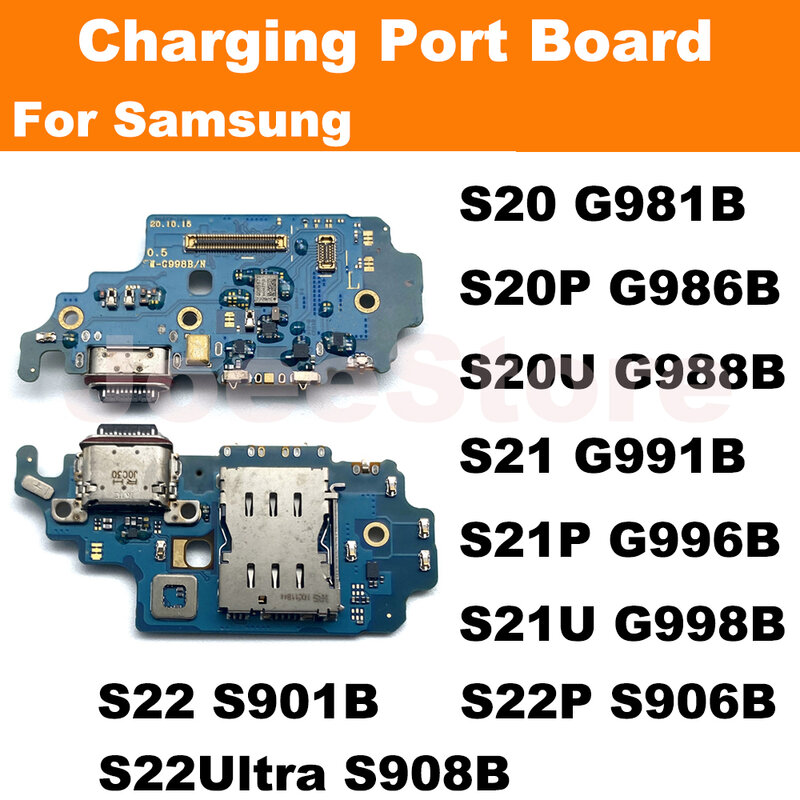 Porta de carregamento para samsung s22, s21, s20 plus, ultra, g981b, s901b, conector usb, cabo flexível, 1 parte