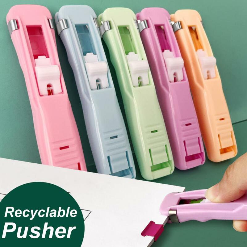 Push Clip Nietmachine Nietje 50 Nietmachine Clips 40 Vel Capaciteit Bureaudocument Handheld Papier Clam Clip Dispenser Schoolbenodigdheden