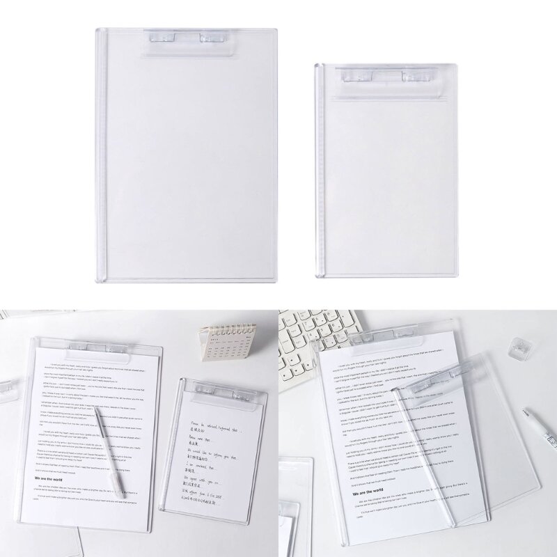 Placa de escrita de suporte de papel A4 com clipe de perfil e borda de escala de régua para documento