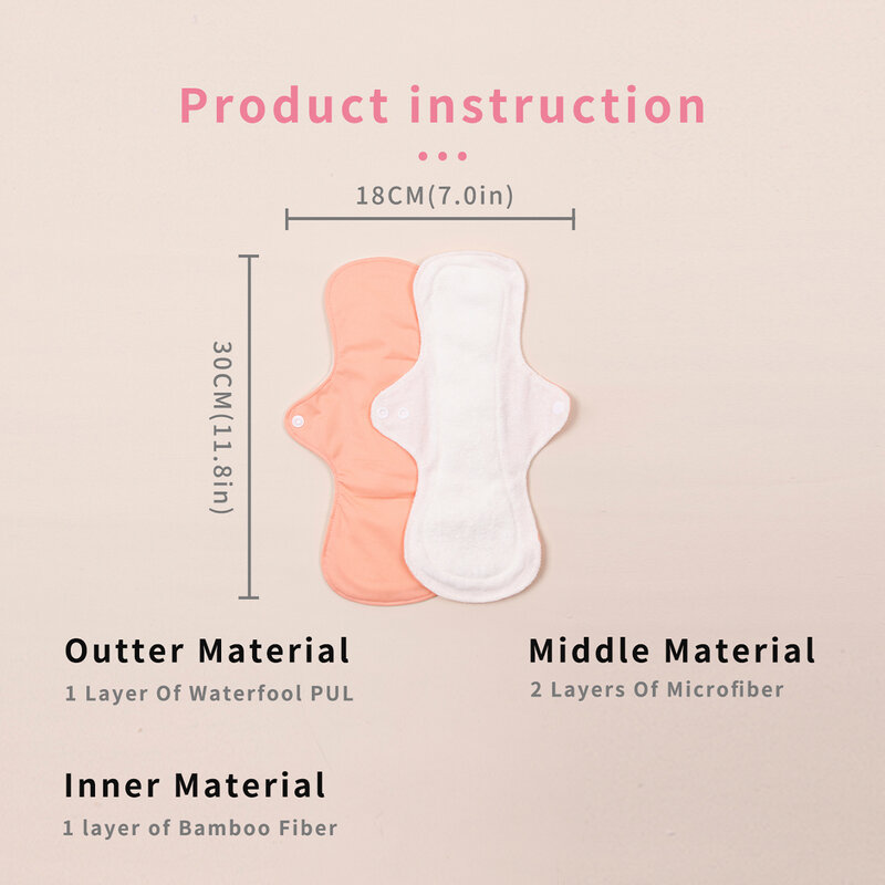 Compresas menstruales reutilizables para mujeres grandes, compresas sanitarias gruesas, lavables, altamente absorbentes, gruesas, pesadas, 10 unids/set