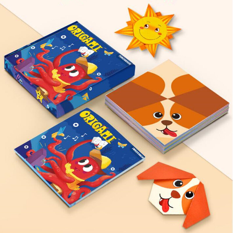 Juguetes Montessori de dibujos animados para niños, papel de Origami de animales, manualidades, arte Parper, juguete educativo, regalo, 108 páginas