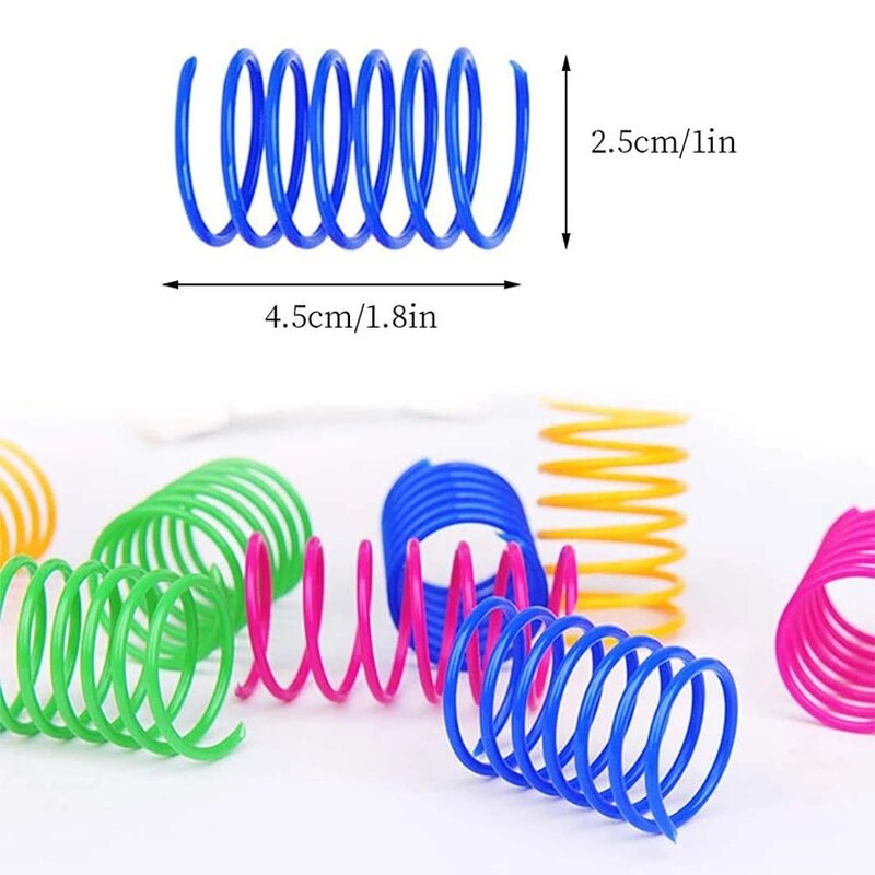 4/8/16/20pcs Kitten Cat Toy Plastic Wide Durable Cat Spring Toy Colorful Springs Cat Pet Toy Interactive Coil Spiral Springs Dog