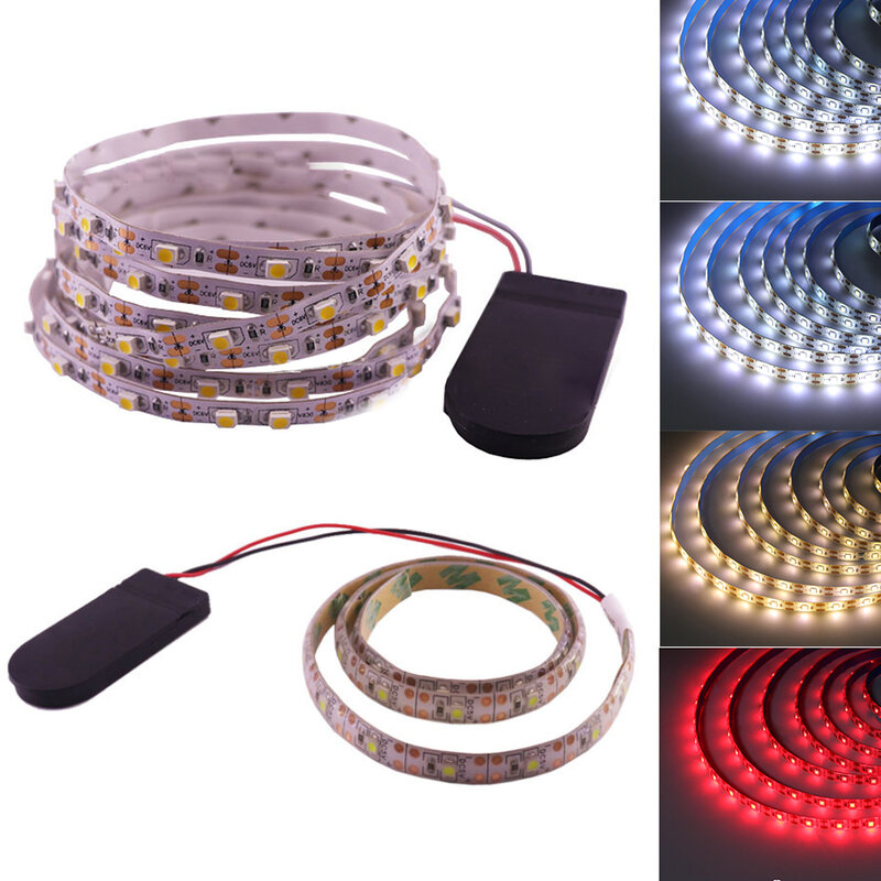 Tira de luces LED con batería SMD 3528, 5V CC, 60LED/m, iluminación trasera de TV, decoración de habitación, cuerda de Ribbbon Flexible, 0,5 m, 1m, 2m