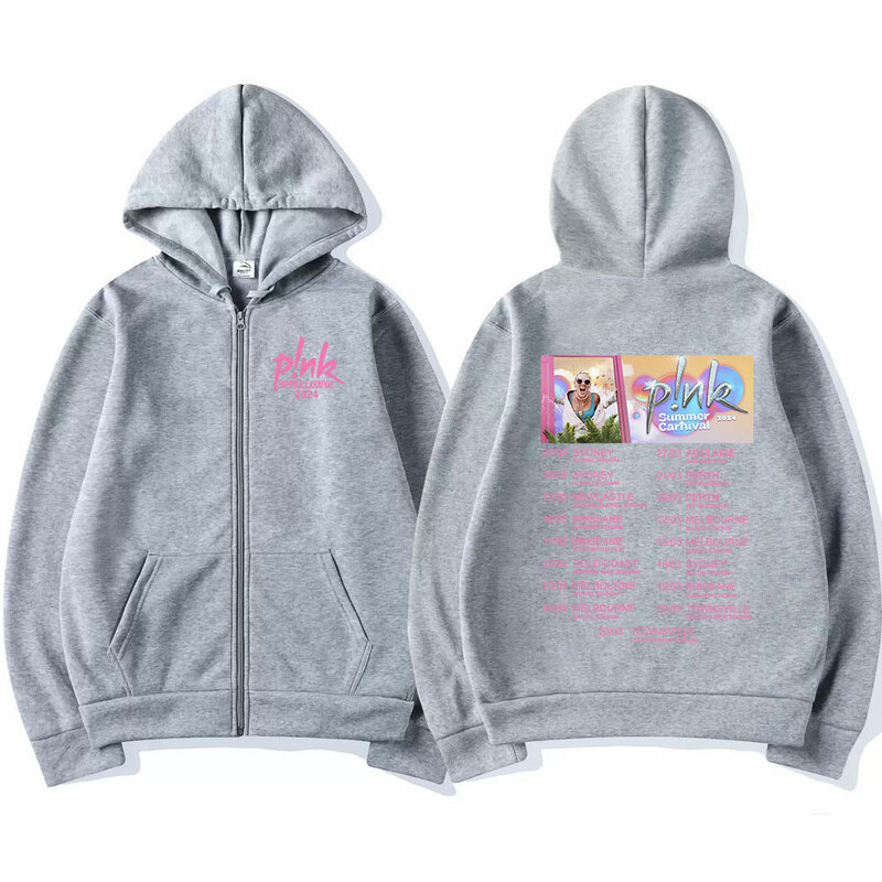 Pink Singer Summer Carnival 2024 Zipper Hoodies Men Women Harajuku Aesthetic Hoodie Fashion Hip Hop Zip Up Sweatshirts Fans Gift