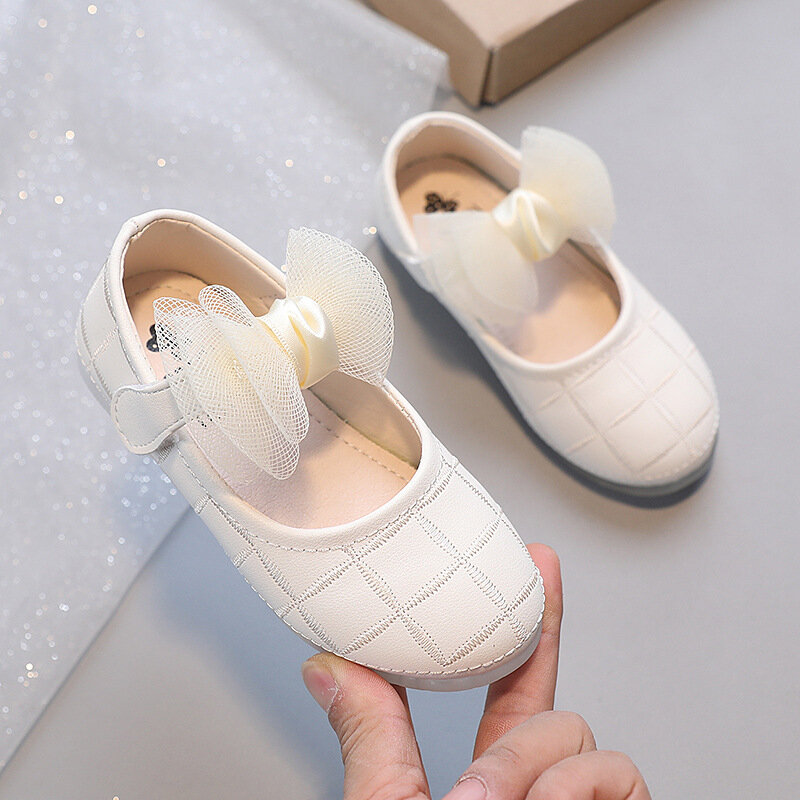 Mary Jane-zapatos planos de punta redonda con lazo para niños, calzado con bonito lazo Simple, para fiesta, boda, espectáculos de moda, 2023