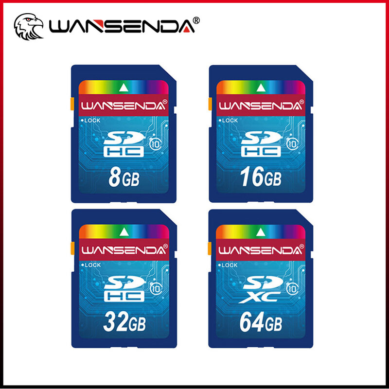 Hot koop Wansenda Full size sd-kaart 64GB 32GB 16GB Sdhc-kaart Sd-kaart flash Geheugenkaart 8GB 4GB universeel voor digitale camera