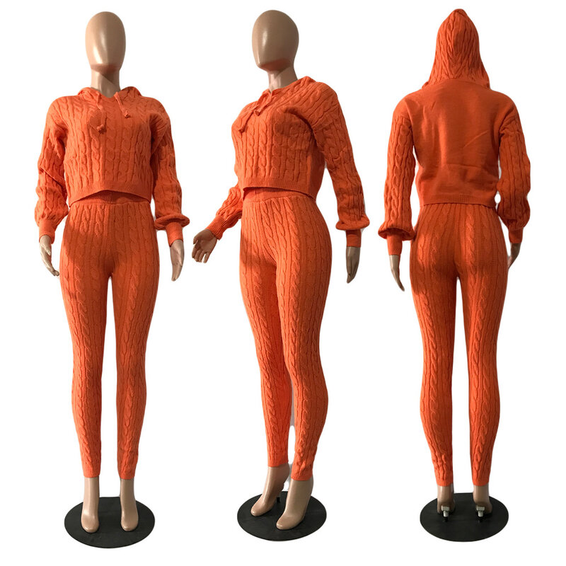 Malhas duas peças conjunto de inverno malha camisolas para mulheres pullovers colheita topo 2022 elegante luxo roupas malha topos 2 peça conjunto