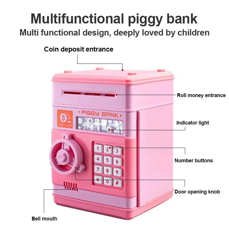 AIntelligence 어린이용 돼지 저금통, 디지털 마키나 ATM, 디지털 동전, 저축 예금, 어린이 장난감, 돈 상자