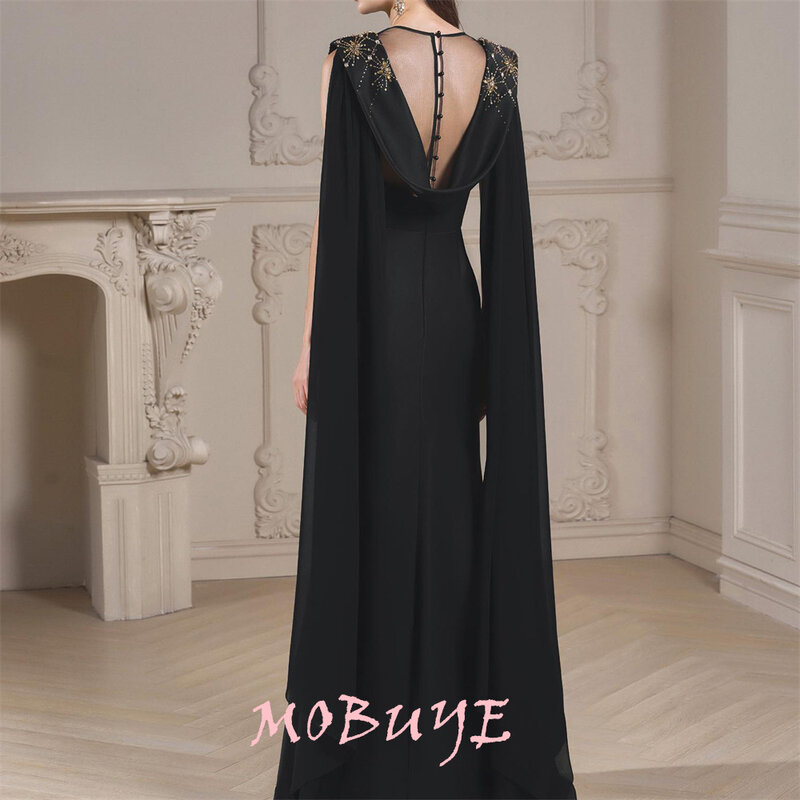 Mobuye 2024 beliebtes rücken freies Ballkleid boden lang mit langen Schal ärmeln Abend mode elegantes Party kleid für Frauen