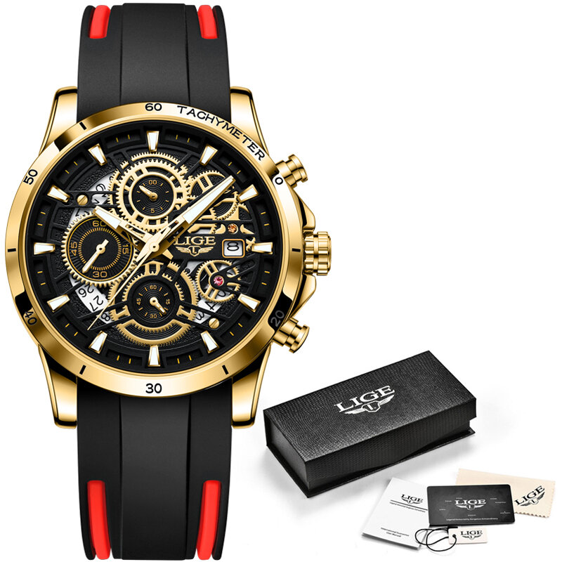 LIGE 2023 modne zegarki dla kobiet damska luksusowa marka kwarcowa silikonowy zegarek damska codzienna wodoodporna chronograf żeńska Montre