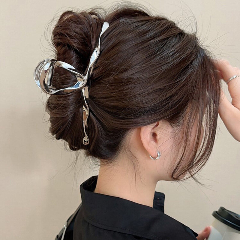 Metalowe geometryczne klamra do włosów spinki do włosów z krabem modne spinki do włosów z krzyżykiem kobiety dziewczyny koreańskie przypinany kucyk akcesoria do włosów