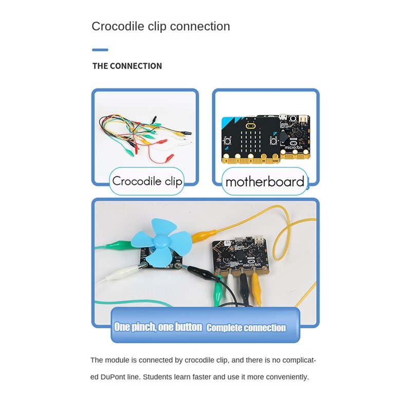 Microbit Módulo de Motor de CC con Clip de cocodrilo, interruptor de ventilador, PWM, regulación de velocidad, 5V