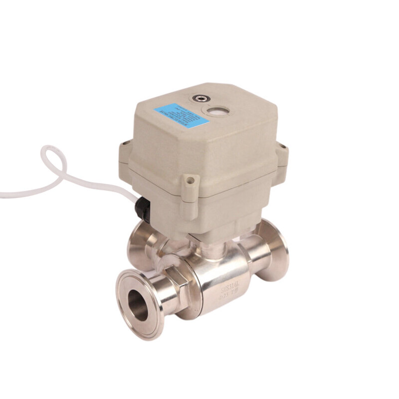 3 Way Stainless Steel Mini Motorized Motor Operated Valve Electric Actuator Water Control Sanitary Ball Valve