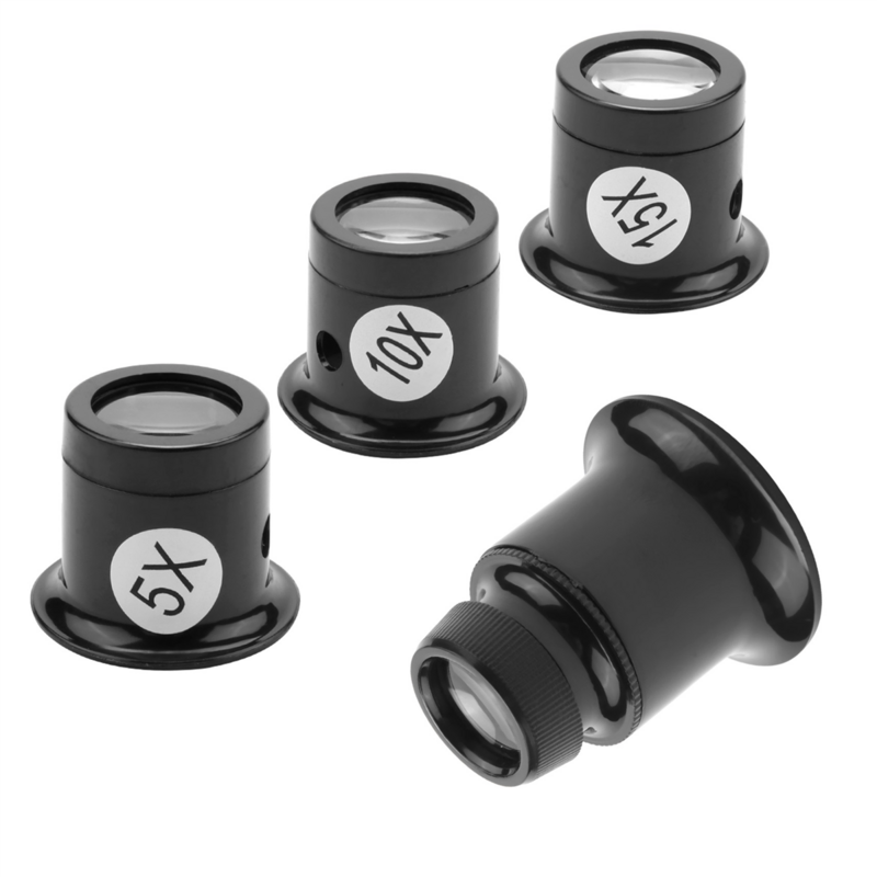 4PCS Loupe Eyeglass Magnifiers Set 5X 10X 15X 20X Watch Repair Loupe Magnifier Set Magnifying Glass for Watch Jewellery