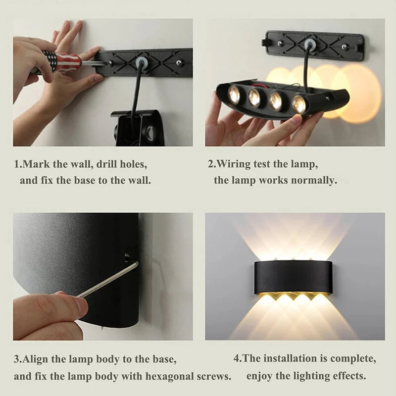 LED 벽 램프 야외 방수 인테리어 벽 조명, 미니멀리스트 크리에이티브 침실 머리맡 램프, 2W, 4W, 6W, 8W, 10W