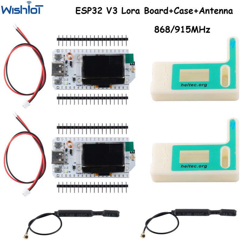 2PCS ESP32 V3 Lora Development Board with Shell 868/915MHz Antenna 0.96inch OLED Display Blue-tooth WIFI ESP32-S3 for Arduino