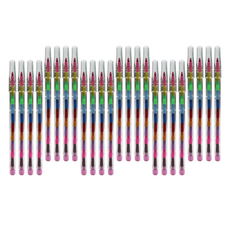 Juego de lápices de colores apilables para niños, 10/24 Uds., crayones apilables