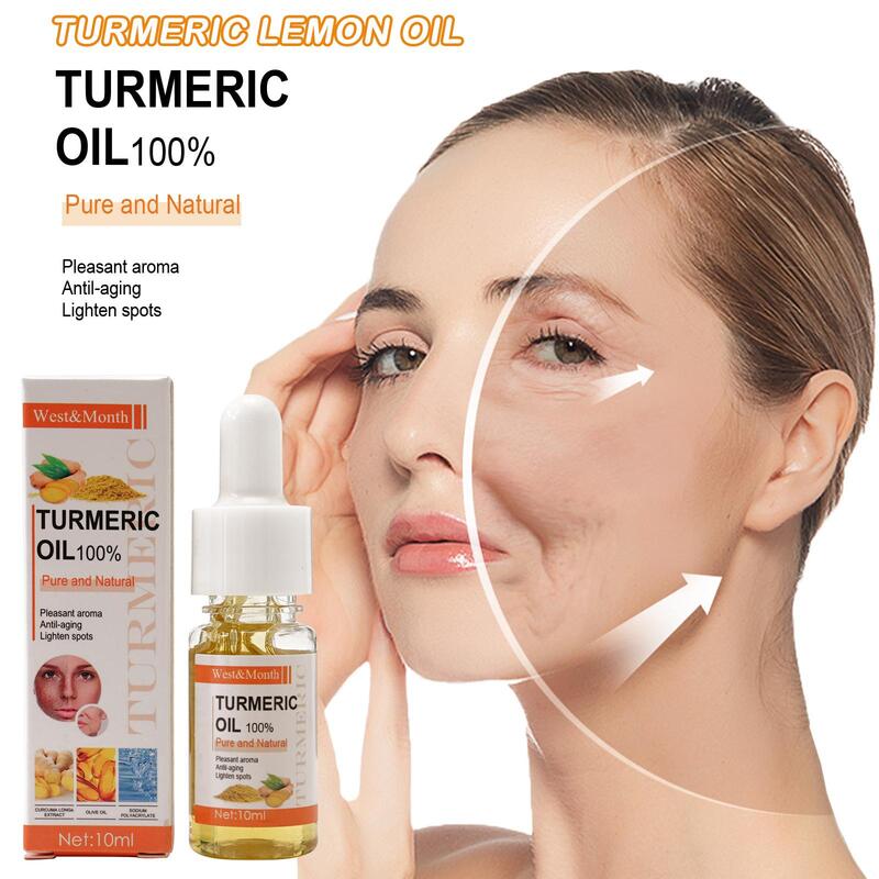 LOT Turmeric Freckle Whitening Oil Serum Curcumin Oil Brighten Faded Dark Spot Removal Pigment Improve Roughness Skin Care 10ml