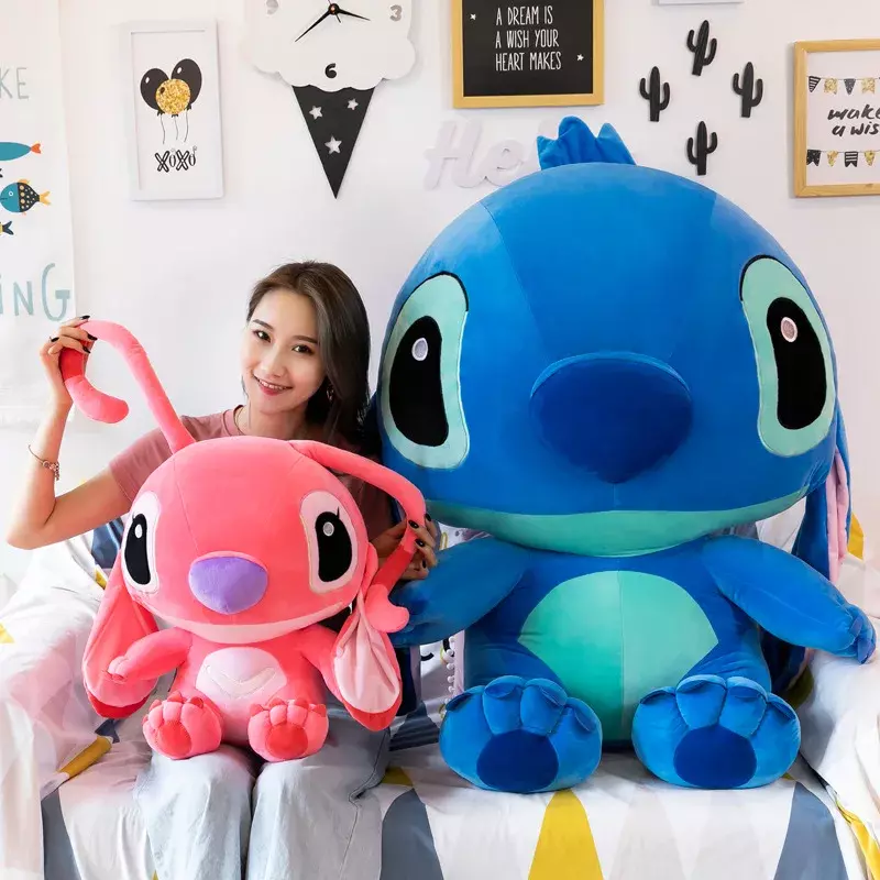 60cm Giant Disney Lilo & Stitch coppia modelli Cartoon farcito peluche Anime Plushs giocattoli per bambini ciondolo giocattolo Kawaii bambini regalo di compleanno