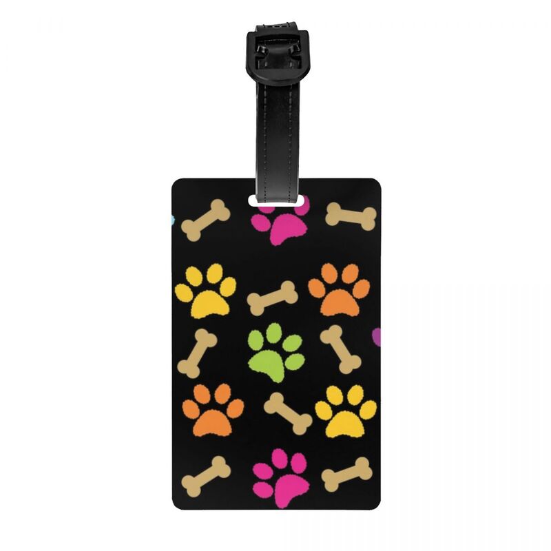Etiqueta de equipaje con patrón de pata de perro colorida personalizada, etiquetas de equipaje de Protección de Privacidad, etiquetas de maleta de viaje