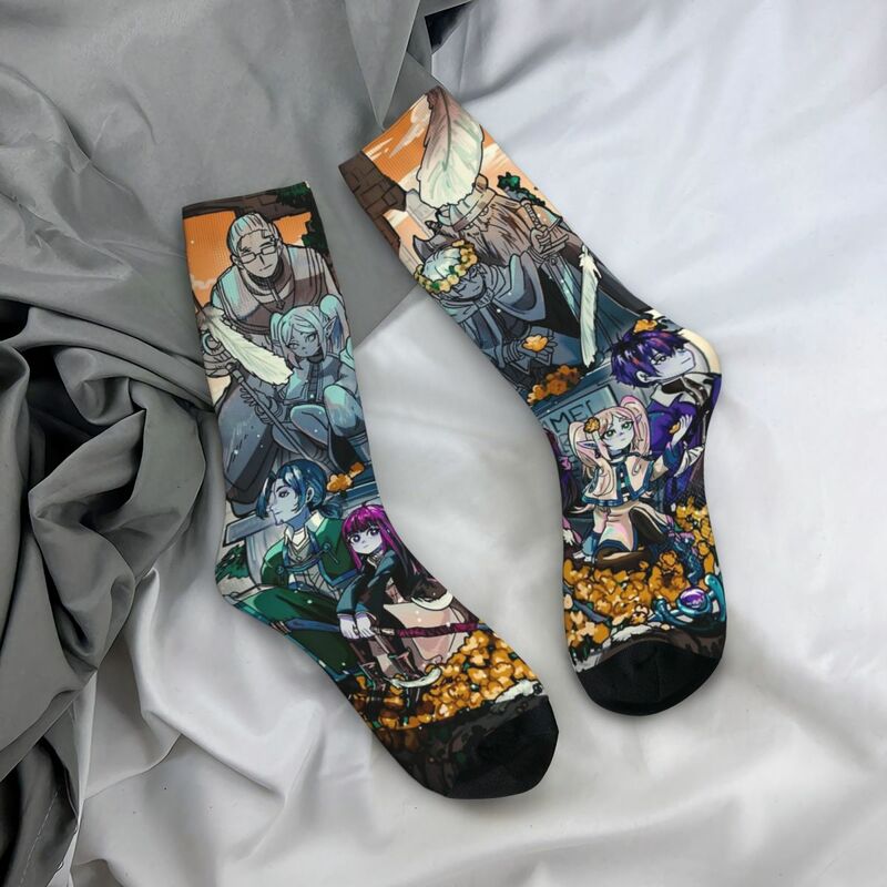 Autumn Winter Cool Men's Women's Frieren Full Character Beyond Journeys End Socks Sweat Absorbing Skateboard Socks