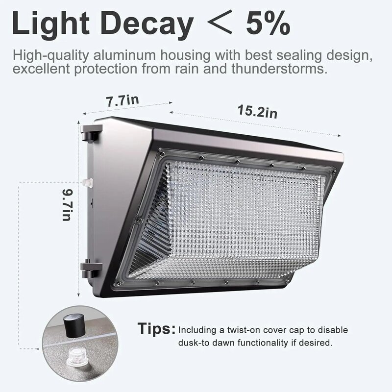 Lightdot 150W LED Wall Pack Lights with Photocell, - 22500Lm[Eqv. 1300W HPS] 5000K IP65, Outdoor Flood Security Lighting