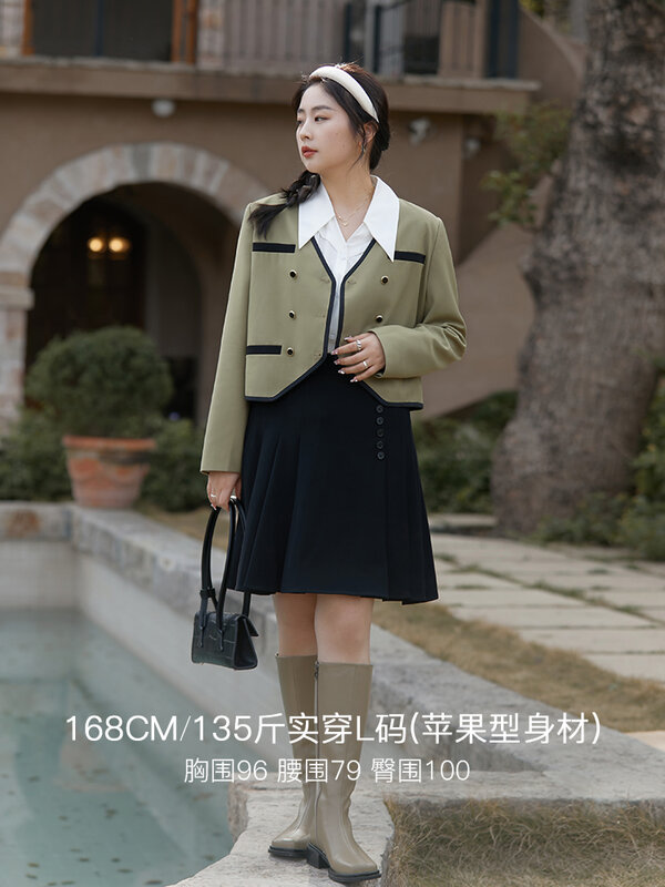 DUSHU Full Sleeves Tops A-LINE High Waist Mid-Calf Skirt Casual Solid Button Office Lady Suit 2022 Spring New Fashion Women Suit