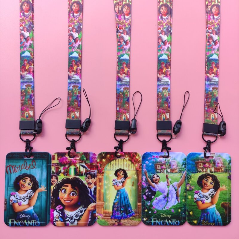 Disney Encanto ragazzi ragazze porta Badge identificativo con cordino per carta di plastica, carta d'identità di accesso, adatta per eventi, conferenze