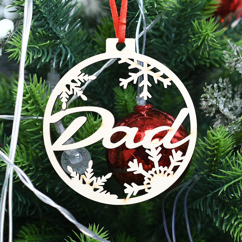 Niestandardowe bombki choinkowe dekor w kształcie drzewa bożonarodzeniowe spersonalizowane nazwy wycinane laserowo etykiety świąteczne personalizowany prezent Dropshipping