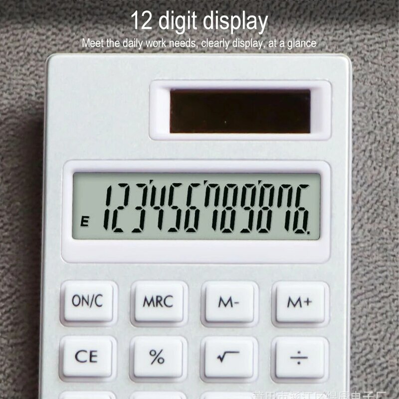 Mini 12 Bit Mute Calculator, Papelaria do estudante, Ultra fino, Solar pequeno, Escola e escritório, Eletrônico, Criativo