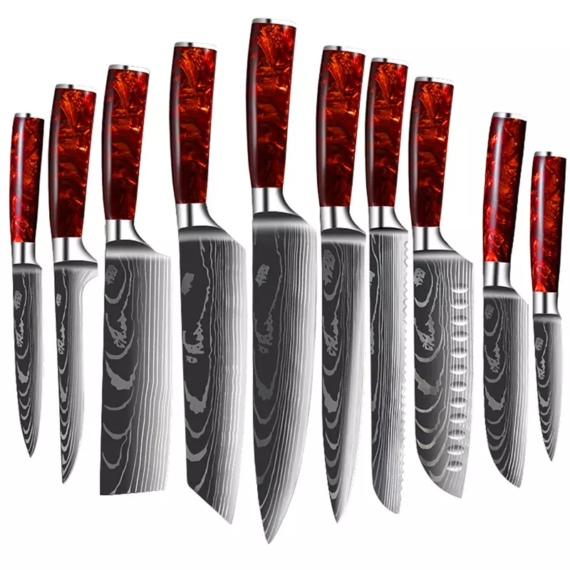 Juego de cuchillos de cocina profesional, juego de cuchillos de carnicero para deshuesar fruta, cortar carne, picar pescado, filetear