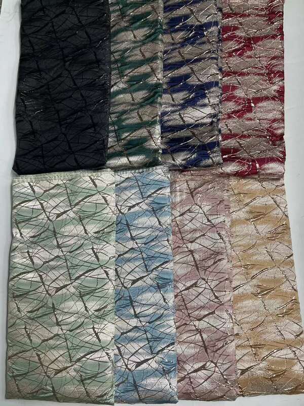 Tecido de brocado africano pêssego para costura, pano de renda jacquard, material floral damasco nigeriano, patchwork
