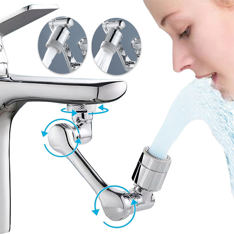 Obrotowy wielofunkcyjny rozszerzenie kran Aerator 1080 stopni obrotowy ramię robota filtr wody kran do zlewu Bubbler Sink Fit