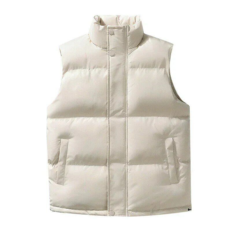 Winter Men's Solid Bread Pedded Vest Outdoor Windproof and Versatile Padded Clothing Casual Men's Warm Jacket