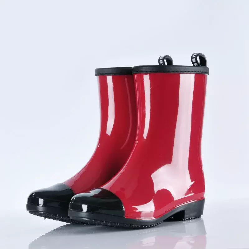 Comemore Fashion sepatu bot air wanita dewasa, sepatu bot hujan hak rendah hangat sepatu tahan air karet tren baru 2023